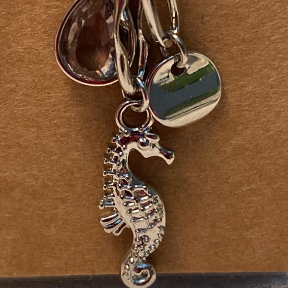 Bunulu Seahorse Jeweled Dangle Earrings Silvertone - Picture 2 of 3